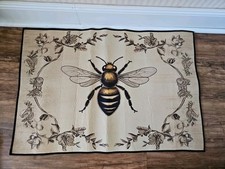 Fussmatte Tür-Vorleger beige Biene +Blumen Maschinenwaschbar  60x90 cm NEU