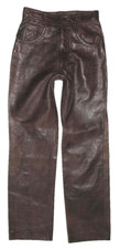 schmale "RABERG" LEDERJEANS / Lederhose aus Glattleder in dkl.- braun ca. Gr. 34