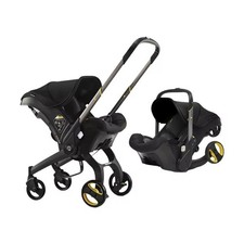 Leichter 4in1 Kinderwagen Babywagen mit 4 Rädern sicher faltbar Schwarz