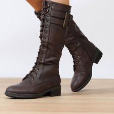 Women Combat Knee High Boots
