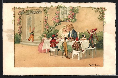 Künstler pauli ebner - künstler-ak, zwei