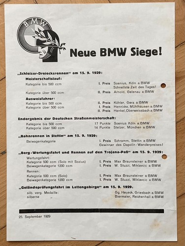 Bmw aushang 1929 original - aushang, r52
