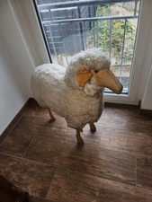 Dörte Deko Schaf Figur Holz mit Echtem Fell 85cm Hoch 90cm Lang 35cm Breit Top