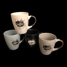 4x Kaffeebecher 150ml – Keramik Tassen im trendigen Coffee Design – Kaffee Tasse