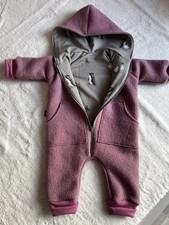 Wollwalk Overall Gr 74 mit Umschlagbündchen innen mit Baumwolljersey Handmade