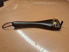 Saitenhalter Violine 4/4, Ebenholz, 2 goldene Feinstimmer,Schlinge, Goldreifchen