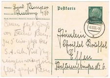 Deutsches Reich Ganzsache Postkarte Hindenburg 6 Pf. Rietberg 6.10.35 - Essen