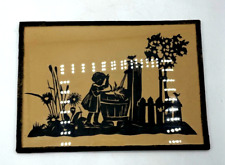 Alter Scherenschnitt gerahmt Handarbeit Dachbodenfund sauber Kind Waschtrog 11