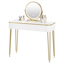 RENEW Schminktisch Frisiertisch mit LED-Beleuchtung Spiegel Kosmetiktisch Weiß