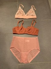 Wäscheset: 2 BH, 1 Slip, 75 A+B, Hipster Gr. S, Rosétöne NEU+Neuwertig