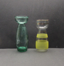 1 Vintage Retro Gelb & Gold Zuckerglas Hyazinthe Knollen Vase & 1 schlichtes Grün