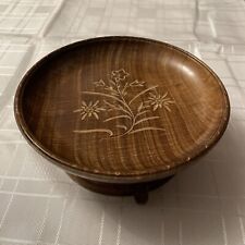 Antike deutsche handgeschnitzte Holz Musik Schmuck Schale Ständer Floral. Ex/con