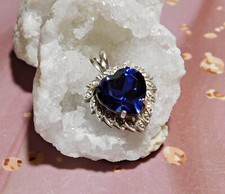 Herzanhänger Diamonique mit blauem Stein 925 Silber Titanic ungetragen Hingucker
