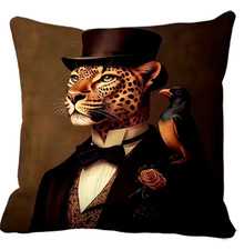 Herbst Deko Kissen 45 cm Kissenbezug Leo vogel viktorianisch vintage shabby