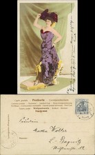 Ansichtskarte  Mode Kleid Frau