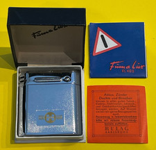 Altes Feuerzeug Fuma Lux mit Werbung Hemmelrath Edel Lack 60erJ im Etui 6cm Deko