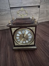 Weimar Kamin-Uhr, Tisch-Uhr, Holz Messingverzierung Horst Giese 70ziger 