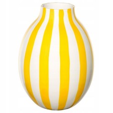 Vase, gestreift, weiß/gelb