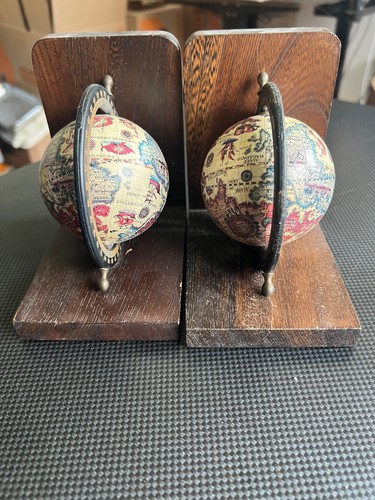 Vintage buchstützen globus - buchstützen, i