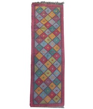 Kelim Teppich Cekava Läufer 240x80 cm | Ethno Boho Wolle Jute bunt handgewebt