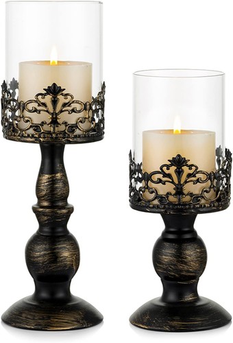 Kerzenständer schwarz 2er set - kerzenständer, 2er-set