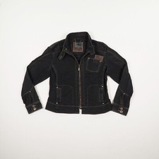 NILE Damen Jacke Gr M schwarz braun Cord & Canva Langarm Brusttasche Sommerjacke