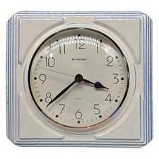 Junghans Küchenuhr Keramik Model 362/1602 Weiß Blau 70er/80er Jahre Quartz 