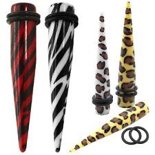 Taper Expander Dehner Flesh Tunnel Animal Print Leopard Zebra Piercing Set