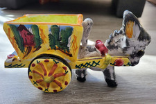 Majolika Esel mit Karren