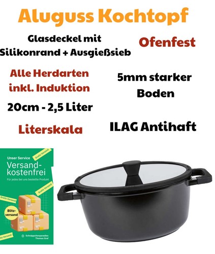 Aluguss kochtopf 20cm 5l - aluguss,