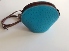 Damen Leder - Umhänge - Handtasche türkis, Made in Italy, Höhe ca. 17 cm