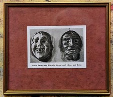 Elzach - Fasnet - Zwei uralte Larven - Bild im Rahmen - um 1940 - Viererbund