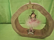 Baumscheibe Eiche Massiv Handmade Unikat mit Engel rosa Weihnachten Dekoration 