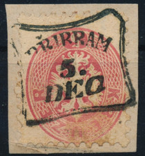 ÖSTERREICH 1864 5kr, WASSERZEICHEN! PRIBRAM (B) Mü:80P! Schön!