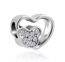 925 Sterlingsilber Herz Charm mit Micky Maus Ohren für Armband oder Halskette