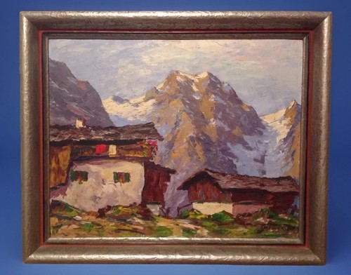 ölbild auf hartfaserpappe - auf,