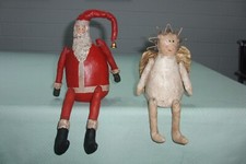 Weihnachtsmann + Engel Pappmache Kantensitzer Figuren  Weihnachtsfiguren