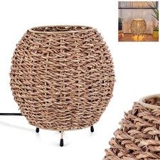 HOFSTEIN Cremona Tischlampe aus Metall/Seegras Beige/Naturfarben Tischleuchte 