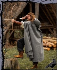 Mittelalter Markt Woll Umhang mit Fibel und langer Kapuze - Ernesto  Leonardo Ca