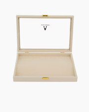 SCHMUCKAUFBEWAHRUNG , HALSKETTEN / KETTEN ORGANIZER BEIGE SAMT/GLAS# SCHMUCKJAGD