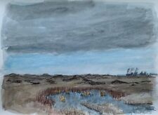 Aquarell Karl Adser 1912-1995 Småfolksvej Rømø Frühling Dänemark 1992