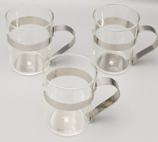 WMF 3x TEEGLÄSER 'Clever & More' Cromargan-Halter + Glas Ø ca.6,8cm/ca.9,2h  TOP