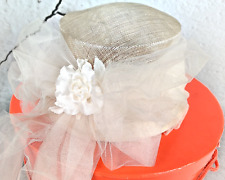 Luxus Damen Hut Marzi Firenze Italien mit Verpackung Schleier und Schleppen