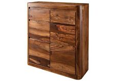 moderne Massivholz Kommode groß Sideboard Schrank dunkel Sheesham 100x37x111