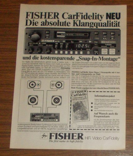 Seltene werbung fisher 770 - seltene,