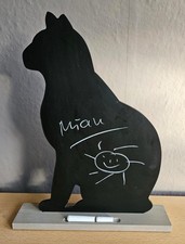 niedliche Holz ? Notiz-Tafel „ ? Katze“ m. Ständer u. Kreide