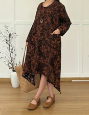 ❣️Vintage Lagenlook Zipfel Kleid mit Taschen Leinen L 40 XL 42 XXL 44 oversize