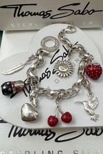 Massives Thomas Sabo Armband & 7 Sabo Charms Medaillon Erdbeere Sonne Kirsche 