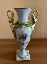 Kaiser AK Schwanenhals Vase Bourbon Porzellan Handarbeit Gold-/ Blumen Dekor Top