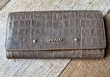 Picard Weimar Geldbörse Clutch Portemonnaie grau Leder Reptil Wallet Kroko